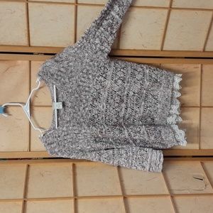 American Rag pink and gray sweater with lace hem size XL